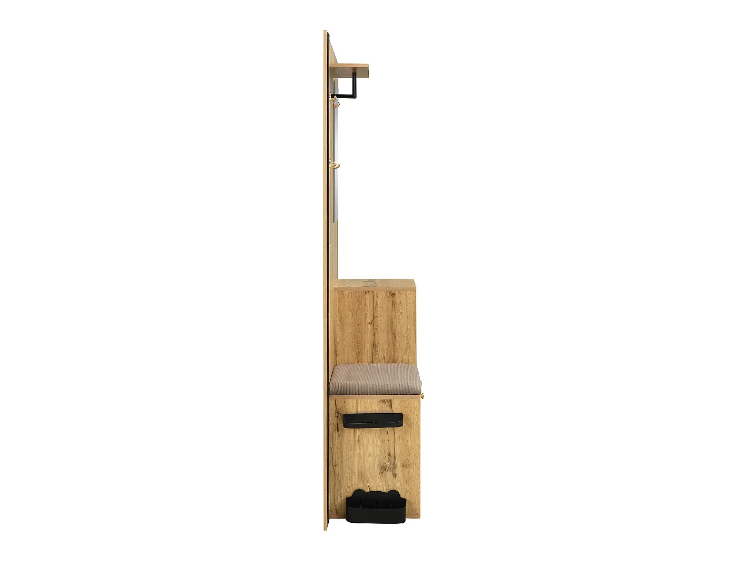 Hot Hauss Spole Roupeiro natural com 2 portas, espelho, suporte para guarda-chuvas e sapateira, multifunções 115 x 37 x 185 Natural claro