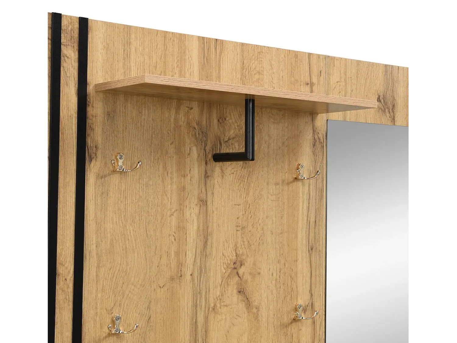 Hot Hauss Spole Roupeiro natural com 2 portas, espelho, suporte para guarda-chuvas e sapateira, multifunções 115 x 37 x 185 Natural claro