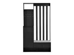 Móvel De Entrada*Hauss Spole Roupeiro com 3 gavetas, 1 porta, 4 ganchos e painel perfurado, 100 x 35 x 180 cm Preto