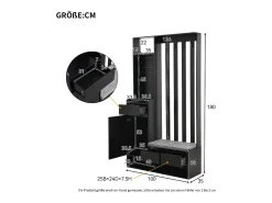 Móvel De Entrada*Hauss Spole Roupeiro com 3 gavetas, 1 porta, 4 ganchos e painel perfurado, 100 x 35 x 180 cm Preto