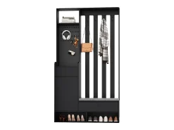 Móvel De Entrada*Hauss Spole Roupeiro com 3 gavetas, 1 porta, 4 ganchos e painel perfurado, 100 x 35 x 180 cm Preto
