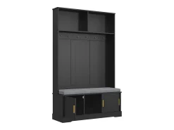 Móvel De Entrada*Hauss Spole Roupeiro com 3 portas, sapateira e 6 ganchos, simples e versátil 120×40×191 cm Preto