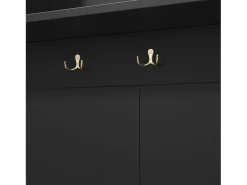 Móvel De Entrada*Hauss Spole Roupeiro com 3 portas, sapateira e 6 ganchos, simples e versátil 120×40×191 cm Preto