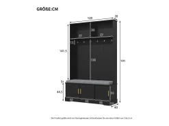Móvel De Entrada*Hauss Spole Roupeiro com 3 portas, sapateira e 6 ganchos, simples e versátil 120×40×191 cm Preto
