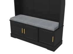 Móvel De Entrada*Hauss Spole Roupeiro com 3 portas, sapateira e 6 ganchos, simples e versátil 120×40×191 cm Preto