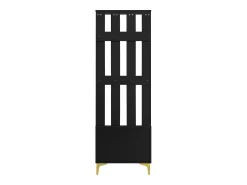 Móvel De Entrada*Hauss Spole Roupeiro com 2 portas, sapateira e almofada, ganchos, pés dourados 60,5x35,2x180,5cm Preto