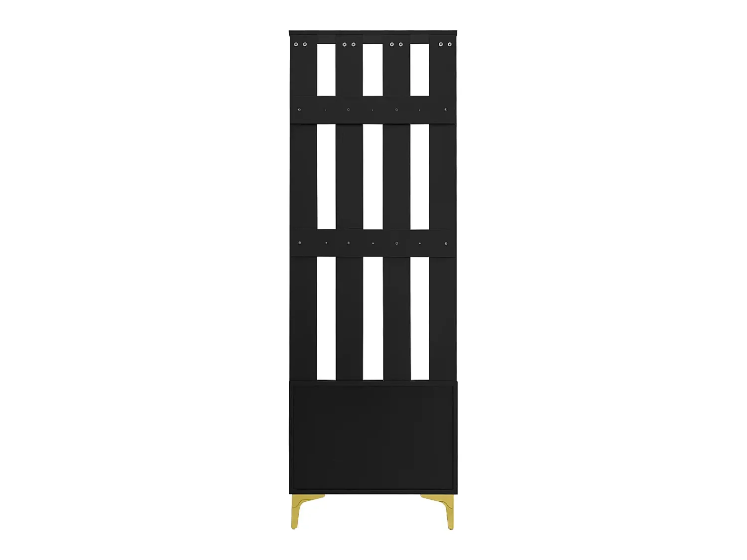 Móvel De Entrada*Hauss Spole Roupeiro com 2 portas, sapateira e almofada, ganchos, pés dourados 60,5x35,2x180,5cm Preto
