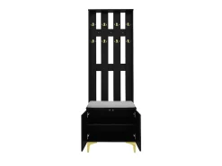 Móvel De Entrada*Hauss Spole Roupeiro com 2 portas, sapateira e almofada, ganchos, pés dourados 60,5x35,2x180,5cm Preto