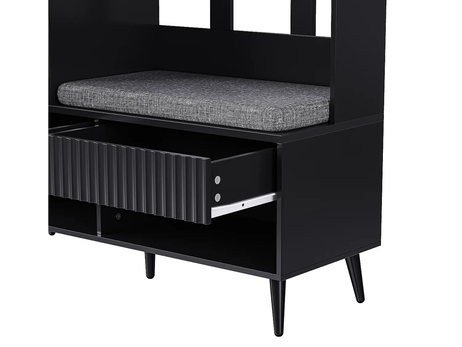 Discount Hauss Spole Roupeiro com 1 porta, 2 gavetas, 4 ganchos e 1 banco 100 x 35 x 180 cm Preto