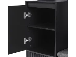 Discount Hauss Spole Roupeiro com 1 porta, 2 gavetas, 4 ganchos e 1 banco 100 x 35 x 180 cm Preto