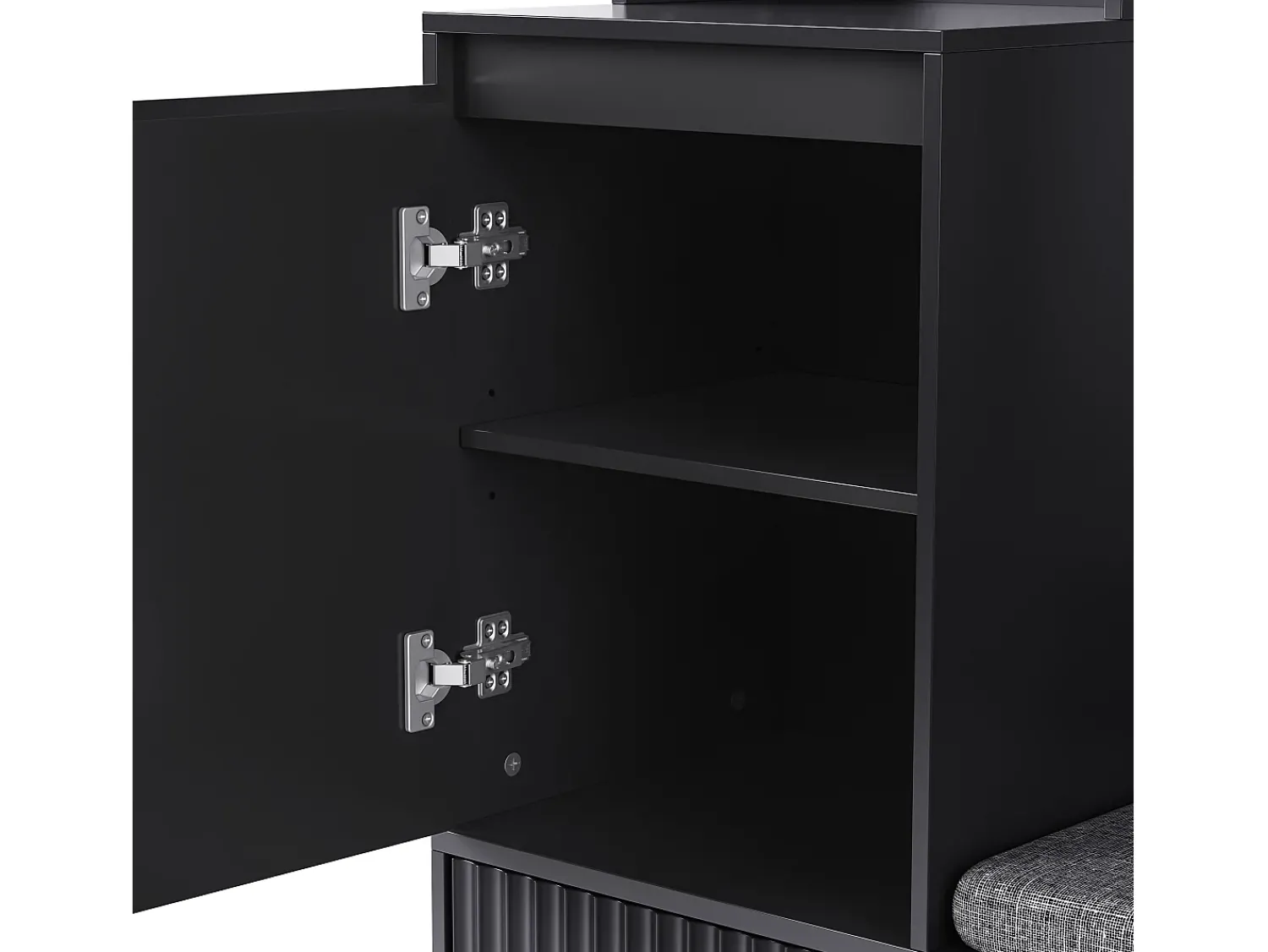 Discount Hauss Spole Roupeiro com 1 porta, 2 gavetas, 4 ganchos e 1 banco 100 x 35 x 180 cm Preto