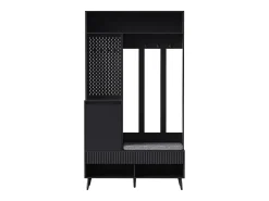 Discount Hauss Spole Roupeiro com 1 porta, 2 gavetas, 4 ganchos e 1 banco 100 x 35 x 180 cm Preto