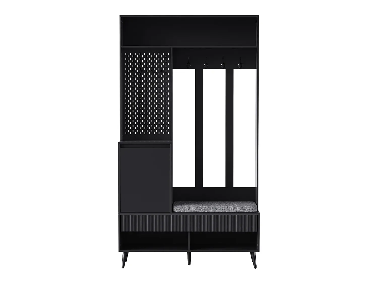 Discount Hauss Spole Roupeiro com 1 porta, 2 gavetas, 4 ganchos e 1 banco 100 x 35 x 180 cm Preto