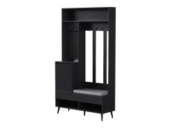 Discount Hauss Spole Roupeiro com 1 porta, 2 gavetas, 4 ganchos e 1 banco 100 x 35 x 180 cm Preto