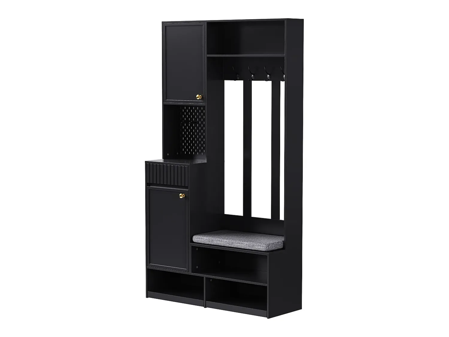 Hauss Spole Roupeiro com 2 portas, 1 gaveta, 4 ganchos e 1 banco, 100x30x180cm^ Móvel De Entrada