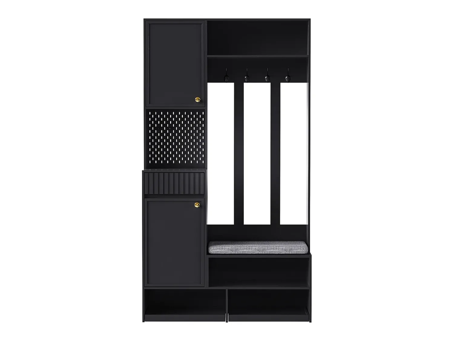 Hauss Spole Roupeiro com 2 portas, 1 gaveta, 4 ganchos e 1 banco, 100x30x180cm^ Móvel De Entrada