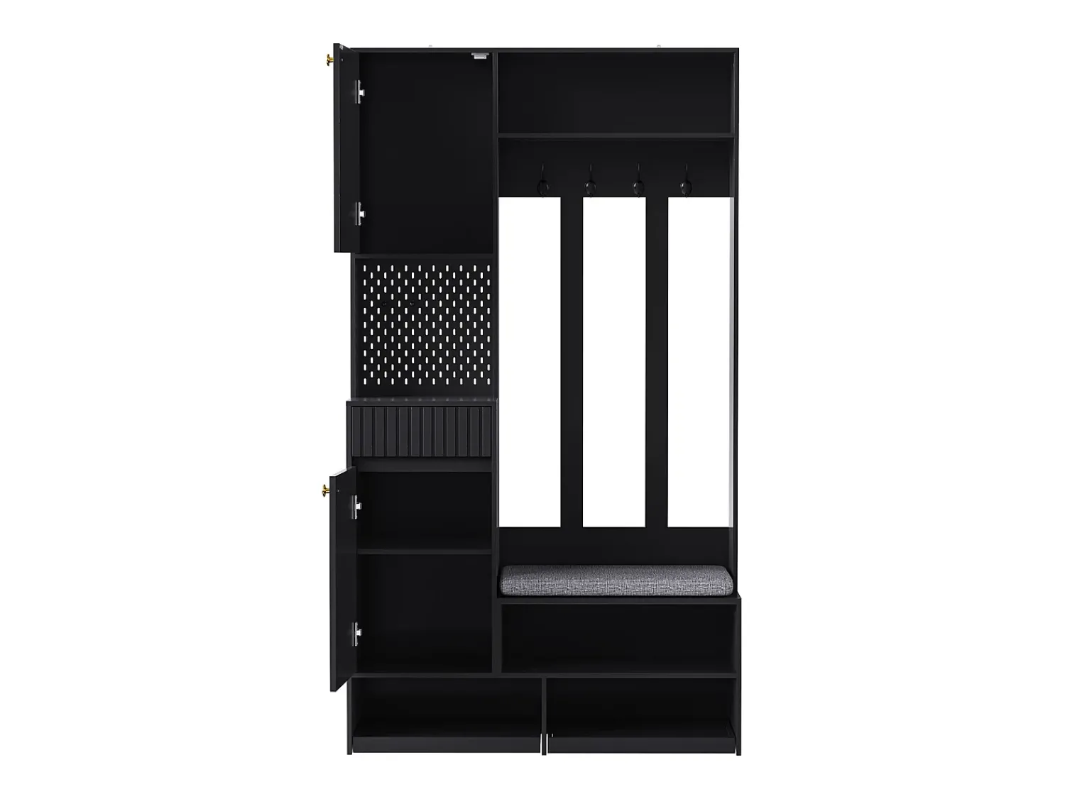 Hauss Spole Roupeiro com 2 portas, 1 gaveta, 4 ganchos e 1 banco, 100x30x180cm^ Móvel De Entrada
