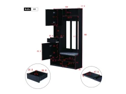 Hauss Spole Roupeiro com 2 portas, 1 gaveta, 4 ganchos e 1 banco, 100x30x180cm^ Móvel De Entrada
