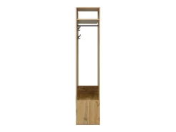 Clearance Hauss Spole Roupeiro preto e madeira com 5 ganchos, espelho, 2 portas, um cabide escondido e uma prateleira 100x38x191cm Natural claro