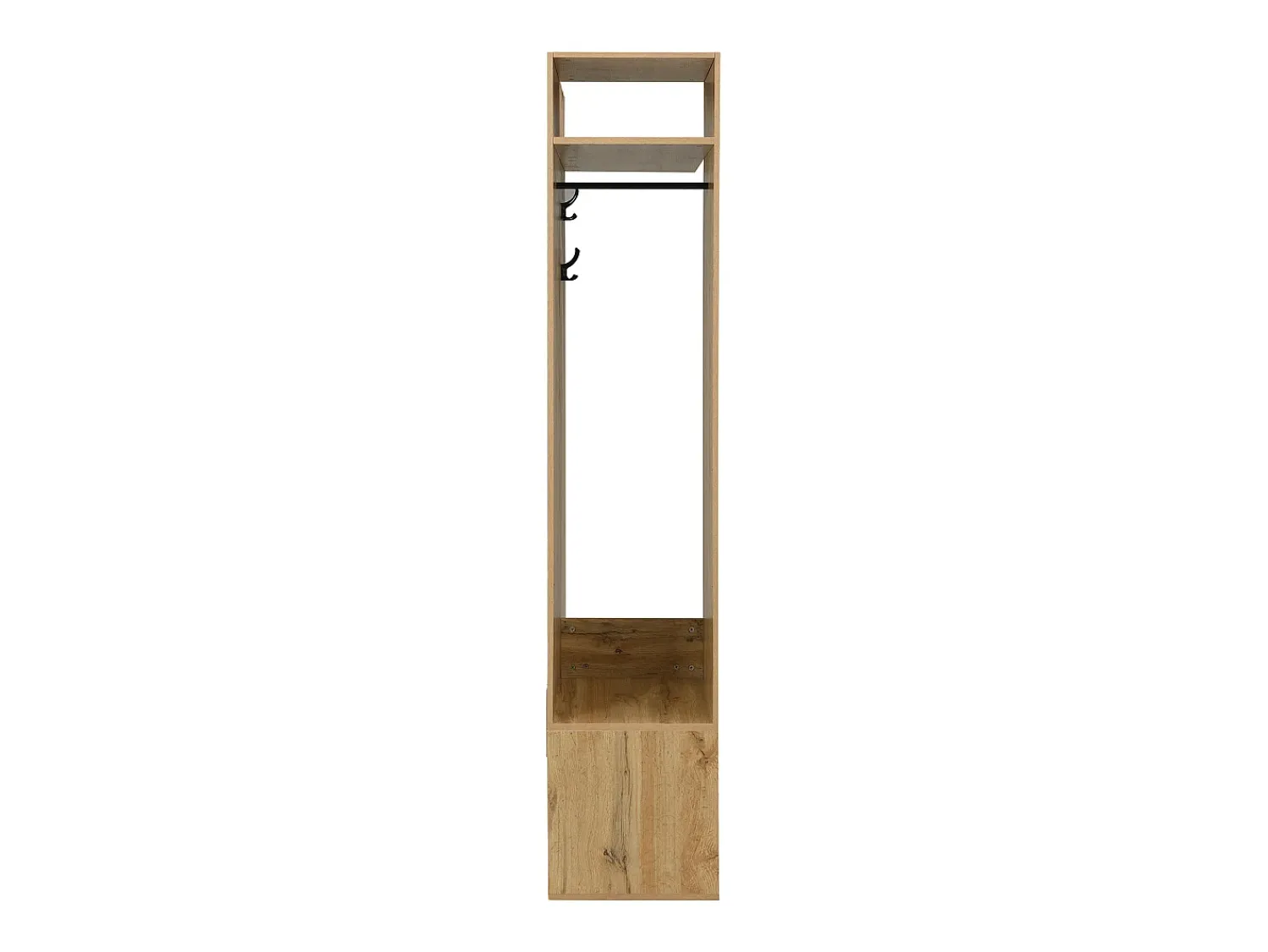 Clearance Hauss Spole Roupeiro preto e madeira com 5 ganchos, espelho, 2 portas, um cabide escondido e uma prateleira 100x38x191cm Natural claro