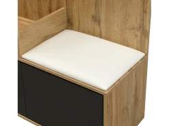 Clearance Hauss Spole Roupeiro preto e madeira com 5 ganchos, espelho, 2 portas, um cabide escondido e uma prateleira 100x38x191cm Natural claro