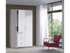 Best Dmora Roupeiro Providence, Roupeiro de quarto com 3 portas de batente, Armário com varão e 3 prateleiras, 117x52h203 cm, Branco