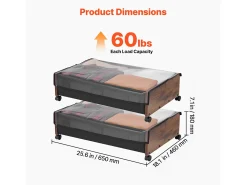 Sacos de Armazenamento SucceBuy sob a Cama com Rodinhas Traváveis, Organizador de Sapatos sob a Cama 2 Peças de 65 x 46 x 18 cm, Caixa de Armazenamento^ Acessórios De Arrumação