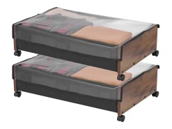 Sacos de Armazenamento SucceBuy sob a Cama com Rodinhas Traváveis, Organizador de Sapatos sob a Cama 2 Peças de 65 x 46 x 18 cm, Caixa de Armazenamento^ Acessórios De Arrumação
