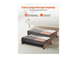 Sacos de Armazenamento SucceBuy sob a Cama com Rodinhas Traváveis, Organizador de Sapatos sob a Cama 2 Peças de 65 x 46 x 18 cm, Caixa de Armazenamento^ Acessórios De Arrumação