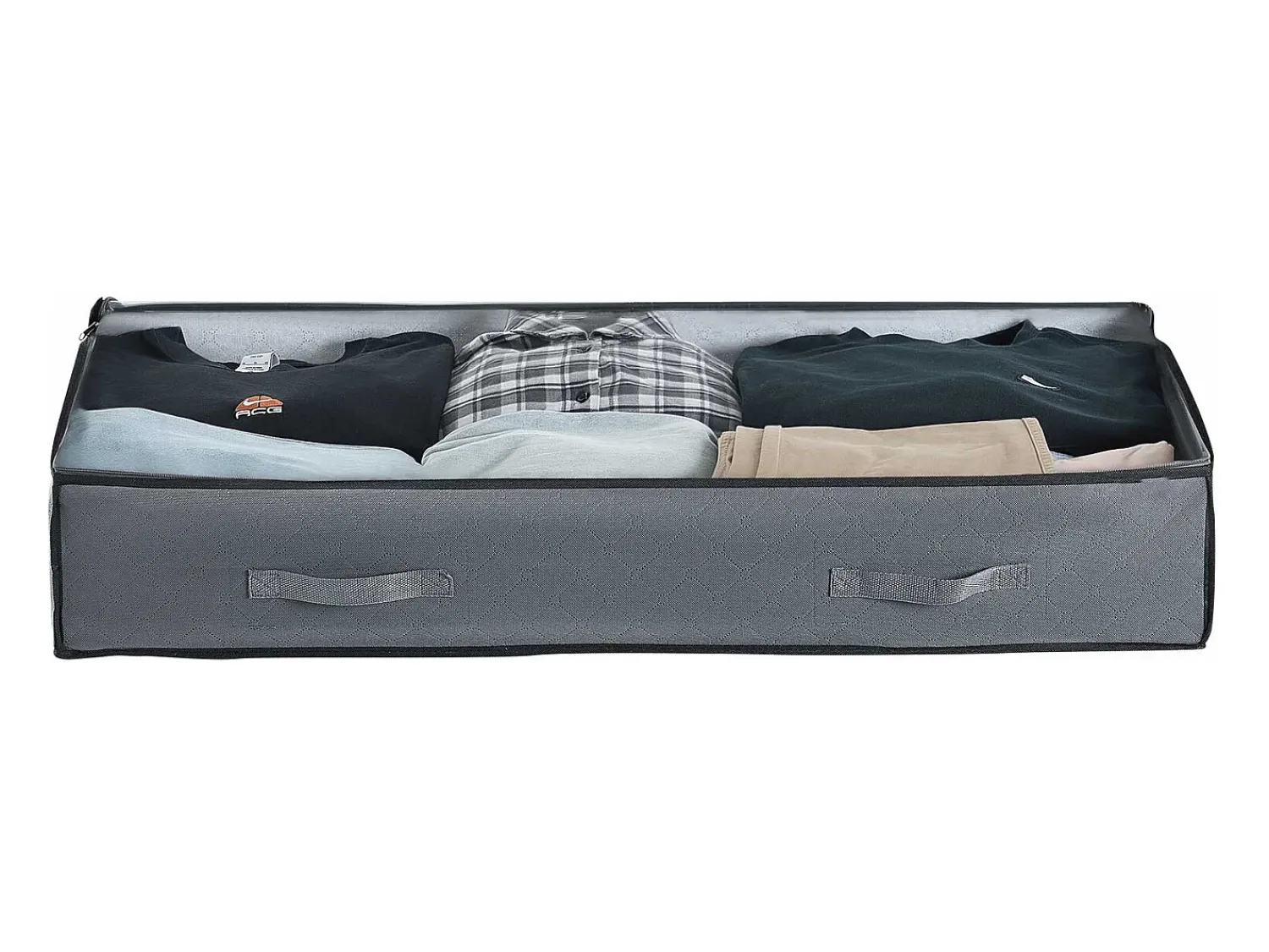 Acessórios De Arrumação| Sacos de Armazenamento SucceBuy sob a Cama 4 Peças 90 L, Organizador de Sapatos sob a Cama com Tampas Transparentes, Caixa de Armazenamento para Roupas Cinzento