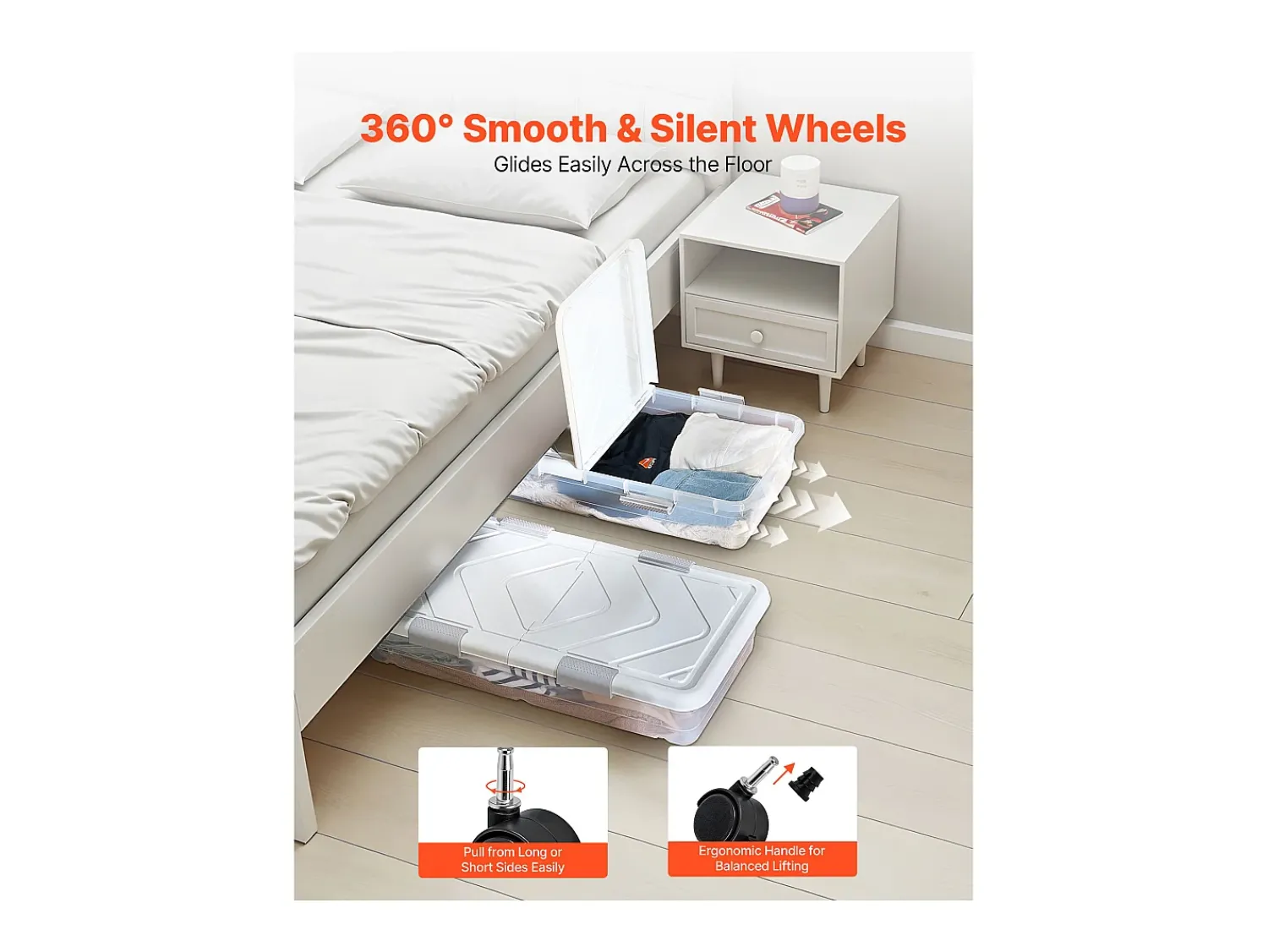 Sacos de Armazenamento SucceBuy sob a Cama com Rodinhas, Organizador de Sapatos sob a Cama 80,5x39,6x17,5 cm, Caixa de Armazenamento com Tampa^ Acessórios De Arrumação