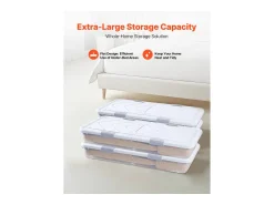 Sacos de Armazenamento SucceBuy sob a Cama com Rodinhas, Organizador de Sapatos sob a Cama 80,5x39,6x17,5 cm, Caixa de Armazenamento com Tampa^ Acessórios De Arrumação