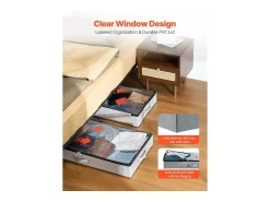 Hot Sacos de Armazenamento SucceBuy sob a Cama 2 Peças 45 L, Organizador de Sapatos sob a Cama com Tampas Transparentes, Caixa de Armazenamento para Roupas Cinzento