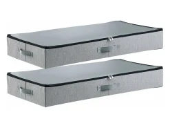 Hot Sacos de Armazenamento SucceBuy sob a Cama 2 Peças 45 L, Organizador de Sapatos sob a Cama com Tampas Transparentes, Caixa de Armazenamento para Roupas Cinzento