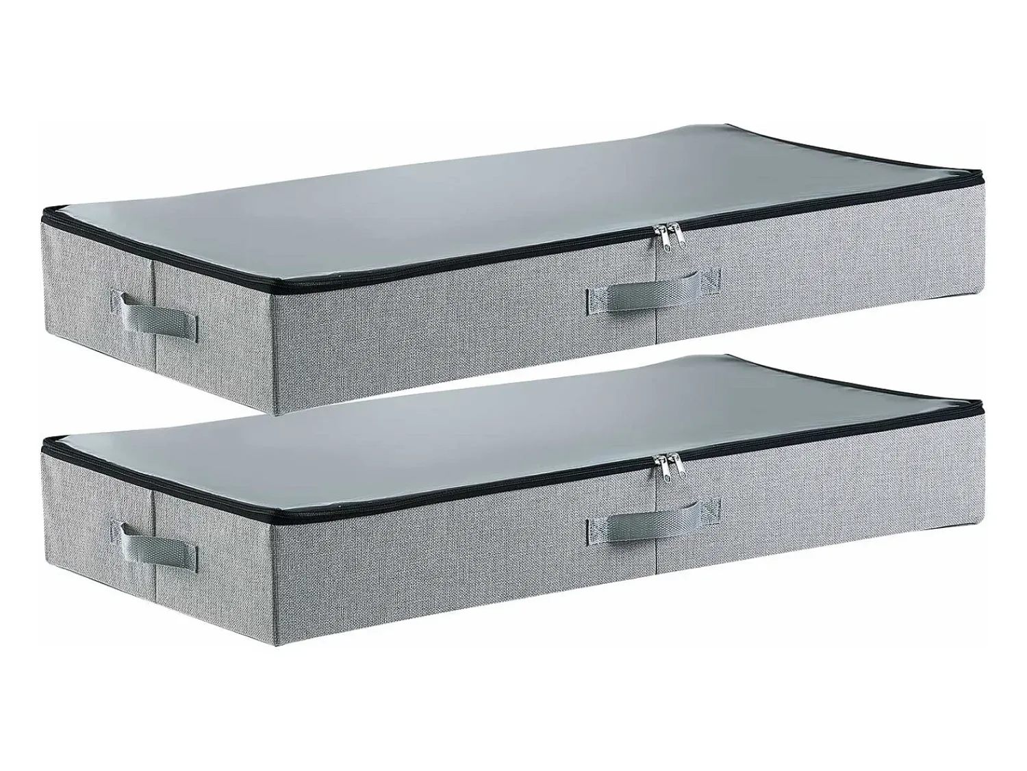 Hot Sacos de Armazenamento SucceBuy sob a Cama 2 Peças 45 L, Organizador de Sapatos sob a Cama com Tampas Transparentes, Caixa de Armazenamento para Roupas Cinzento
