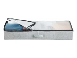Hot Sacos de Armazenamento SucceBuy sob a Cama 2 Peças 45 L, Organizador de Sapatos sob a Cama com Tampas Transparentes, Caixa de Armazenamento para Roupas Cinzento
