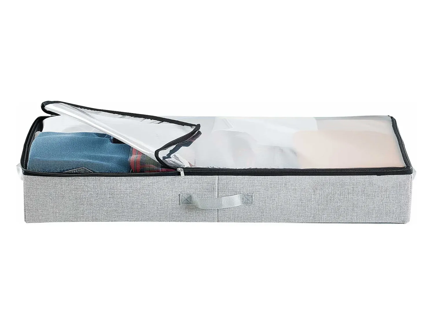 Hot Sacos de Armazenamento SucceBuy sob a Cama 2 Peças 45 L, Organizador de Sapatos sob a Cama com Tampas Transparentes, Caixa de Armazenamento para Roupas Cinzento