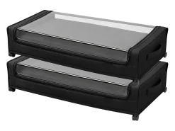 Sale Sacos de Armazenamento SucceBuy sob a Cama com Rodinhas, Organizador de Sapatos sob a Cama 2 Peças de 77 x 47 x 17,3 cm, com Tampa Transparente Preto