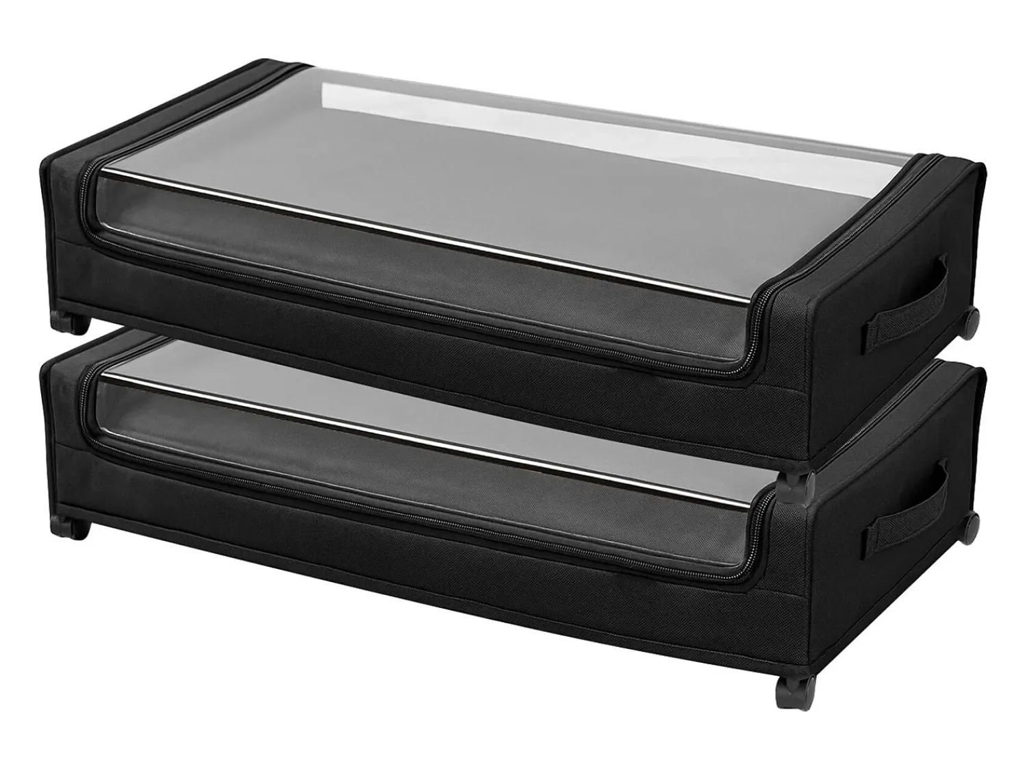 Sale Sacos de Armazenamento SucceBuy sob a Cama com Rodinhas, Organizador de Sapatos sob a Cama 2 Peças de 77 x 47 x 17,3 cm, com Tampa Transparente Preto