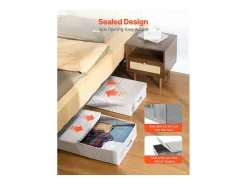 Acessórios De Arrumação* Sacos de Armazenamento SucceBuy sob a Cama 2 Peças de 48 L, Organizador de Sapatos sob a Cama de 80,5x40,5x15,5 cm, Caixa de Armazenamento para Roupas Cinzento