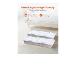 Best Sacos de Armazenamento SucceBuy sob a Cama com Rodinhas, Organizador de Sapatos sob a Cama de 101x51x15 cm, Caixa de Armazenamento com Tampa Transparente