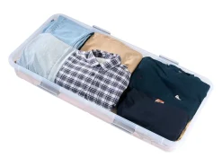 Best Sacos de Armazenamento SucceBuy sob a Cama com Rodinhas, Organizador de Sapatos sob a Cama de 101x51x15 cm, Caixa de Armazenamento com Tampa Transparente