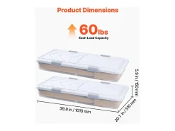 Best Sacos de Armazenamento SucceBuy sob a Cama com Rodinhas, Organizador de Sapatos sob a Cama de 101x51x15 cm, Caixa de Armazenamento com Tampa Transparente