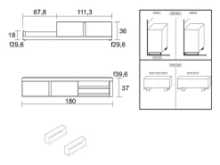 Clearance Skraut Home Sala de estar IDEM - Conjunto de móveis - /Preto 200x40x180cm Branco