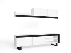 Clearance Skraut Home Sala de estar IDEM - Conjunto de móveis - /Preto 200x40x180cm Branco