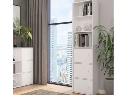 Biblioteca| Sala de estar Plea 1 guarda-roupa com 3 portas e 1 prateleira 3 níveis 184x42x29 cm Branco