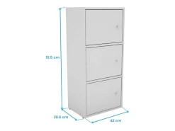 Biblioteca| Sala de estar Plea 1 guarda-roupa com 3 portas e 1 prateleira 3 níveis 184x42x29 cm Branco