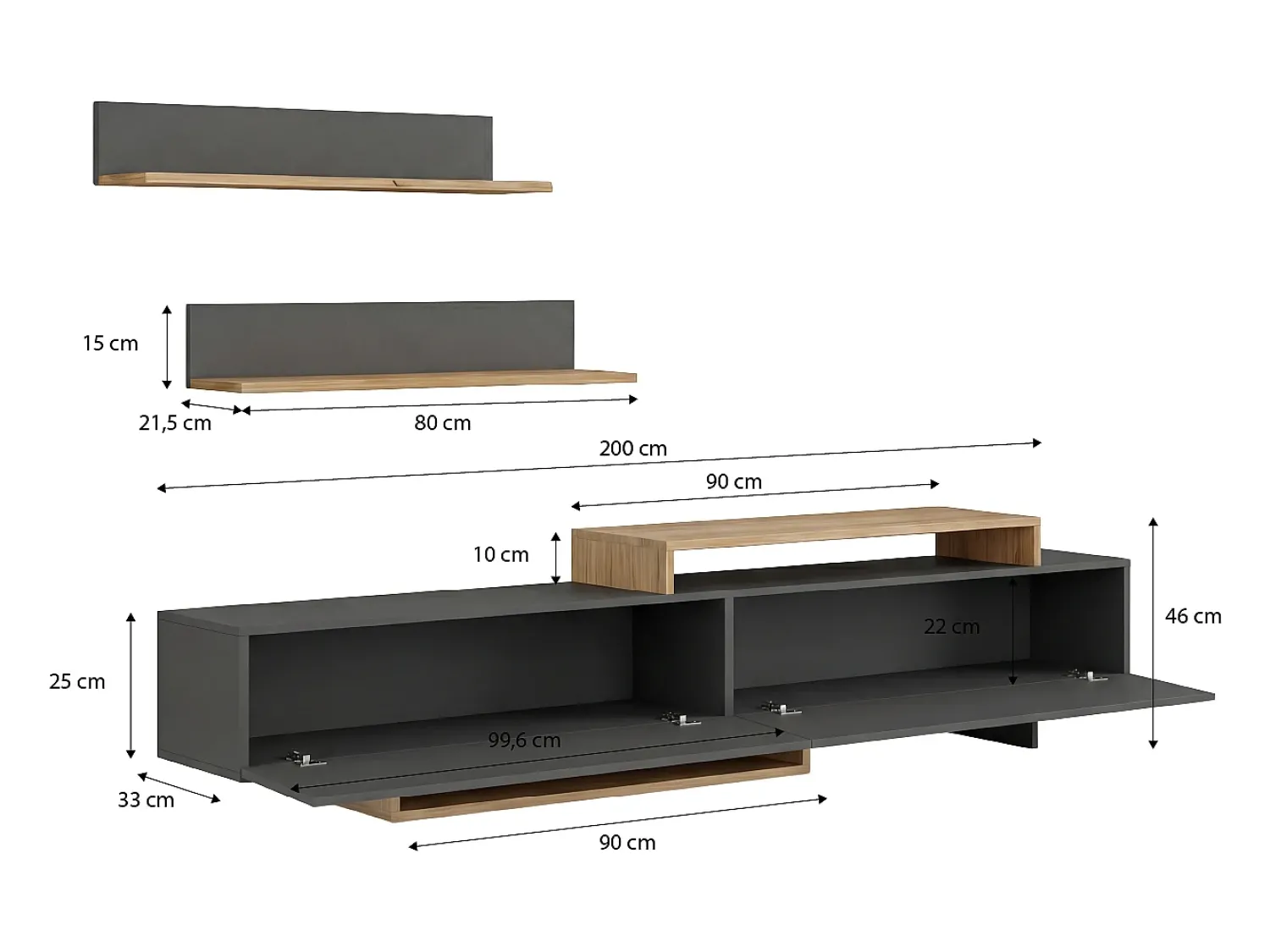 duehome Salón Bender Gris Grafito - Alpino Cinzento