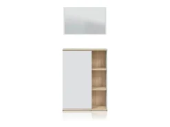 Móvel De Entrada*duehome Salão Rice Blanco Artik (Blanco Mate) - Roble Canadian Natural claro