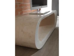 Mesa De Centro| Sandu - Mesa de centro (120 x 62 x 35h) em pedra fóssil Bege